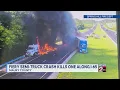 Fiery semi-truck crash kills one along I-65