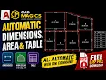 AutoCAD Automatic Dimensions Area Table in One Command FREE LISP