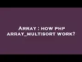 Array how php array - multisort work