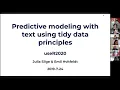 useR 2020 Prediction with text using tidy data principles J Silge E Hvitfeldt tutorial