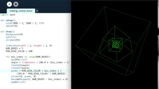 Nested Rotating Cubes with Processing and Python