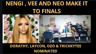 nengi vee u0026neo make it to finals ozo dora laycon u0026 trickktee nominated nengi is the new hoh