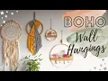 Boho Wall Hangings with Embroidery Hoops DIY Crafts