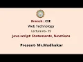 Web Technology JavaScript Statements Functions AKTU Digital Education