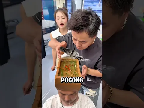 Kepala Botaknya Disulap Jadi Kolam Ikan, Hasilnya Bikin Melongo! 😱 #viralvideo #shorts