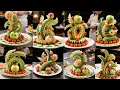 Mind-blowing! Carved cucumbers, cherry tomatoes, bitter melons \u0026 apples into an intricate platter!