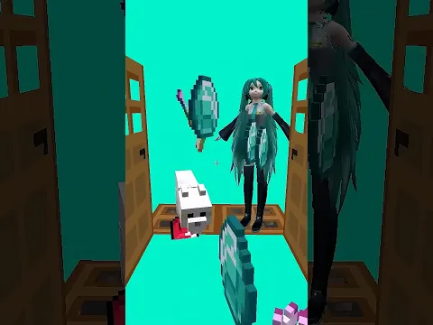 Door Leads To Hatsune Miku 💙 and sad cat 😿VS Skibidi Toilet 💗 and bling bang bang #shorts #minecr