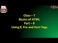 HTML Class 7 Computer Class 7 Computer Class 7 HTML Basics of HTML Using P Pre Sub Tag