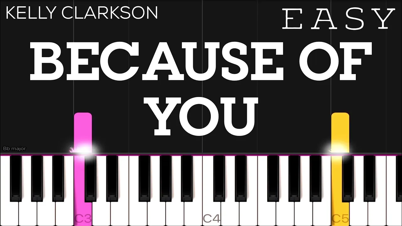 Kelly Clarkson - Because Of You | EASY Piano Tutorial