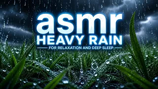Heavy Rain ASMR on Grass 🌧️ | Relaxing Nature Sounds for Deep Sleep & Stress Relief