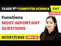 Functions - Most Important Questions Class 11 Computer Science Chapter 7 CBSE 2025-26