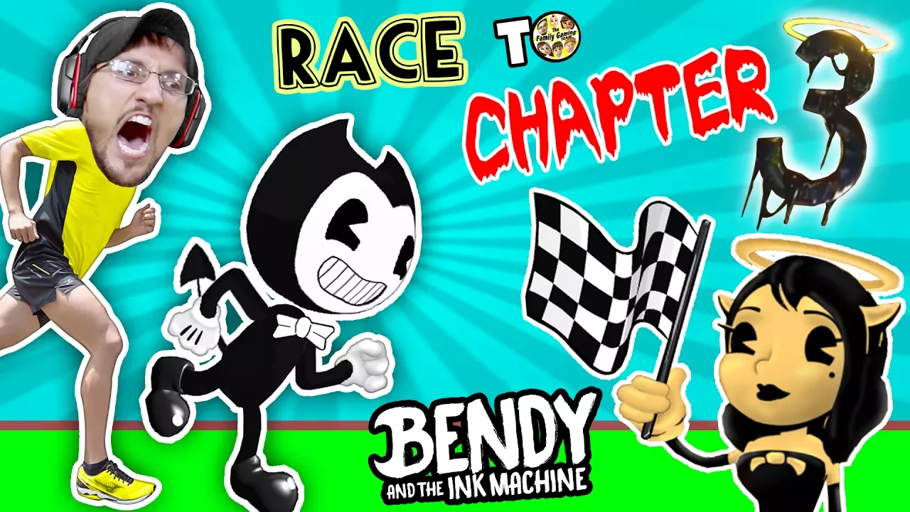 BENDY vs. ME! Race to Chapter 3!  IRL Gaming Play Date Part 2 (FGTEEV Bendy & The Ink Machine Skit)