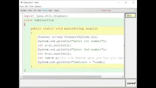 Using Java Program of Subtraction of two Numbers