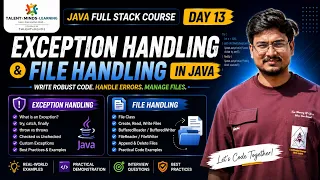 Day 13 Exception Handling File Handling in Java Try Catch Finally Java Full Stack Course