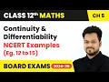 Continuity Differentiability - NCERT Examples Eg 12 to 15 Class 12 Maths Ch 5 CBSE 2024