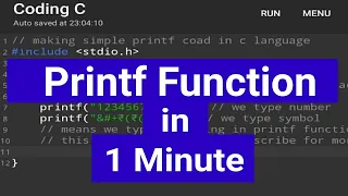 Printf Function in 1 Minute Printf Function In C Programming Printf Function