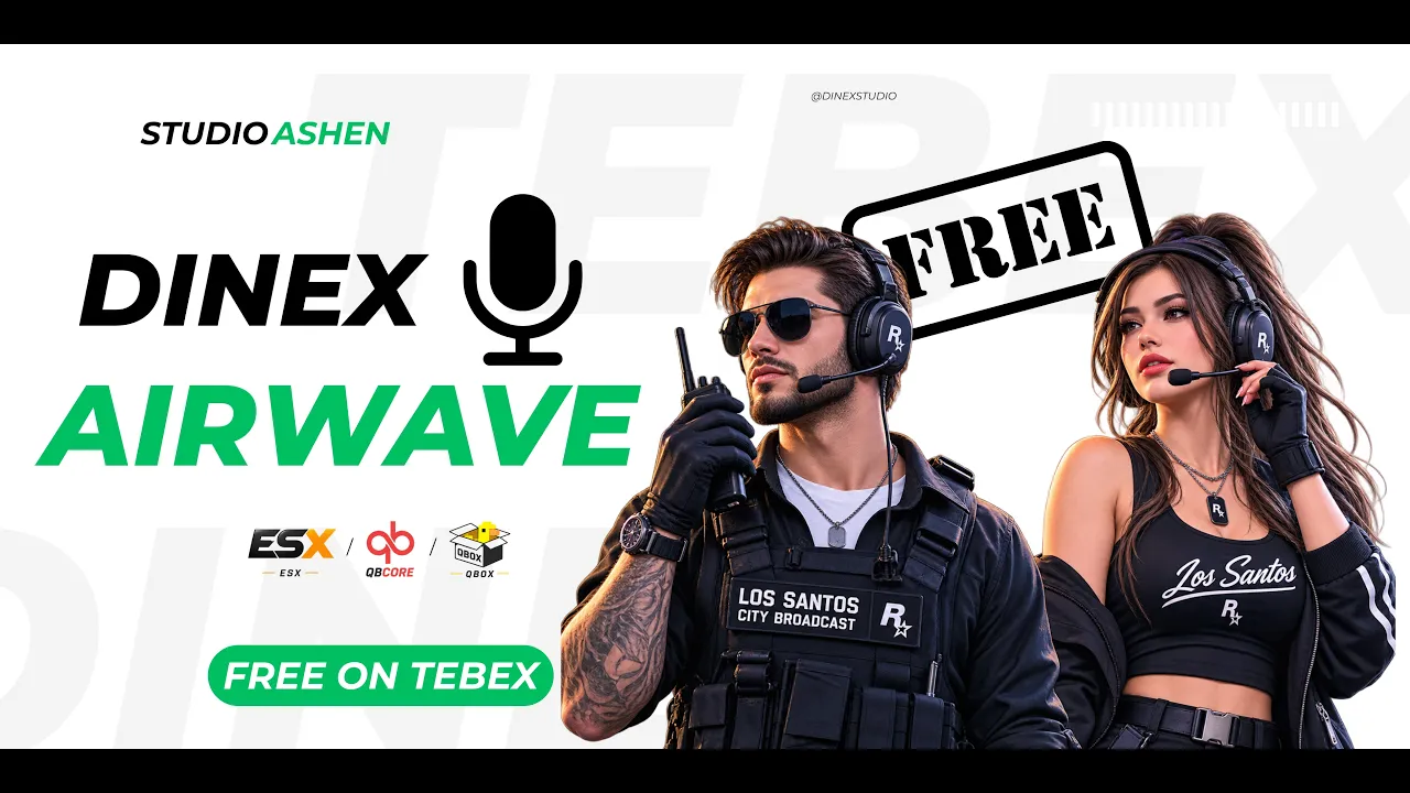 DINEX AirWave AI Broadcast System [FREE] [ESX,Qbox,QBCore,Standalone]