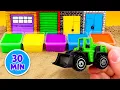 Toy Construction Vehicles Paint Wash with Wooden Animal Puzzles