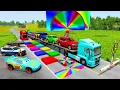 Download Lagu Flatbed Truck McQueen | Transportation with Truck - Pothole vs Car #42 | BeamNG.Drive Gameplay