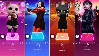 CUTE CAT JISOO FLOWER vs BLACKPINK JISOO FLOWER vs CUTE CAT WEDNESDAY vs WEDNESDAY ADDAMS BLOODYMARY