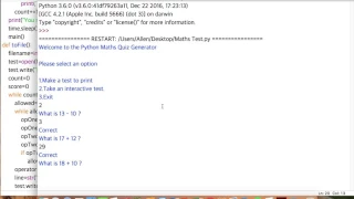 Python Maths Quiz Generator