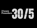 Pomodoro - 2 Hours no music bell ring Black and White Timer