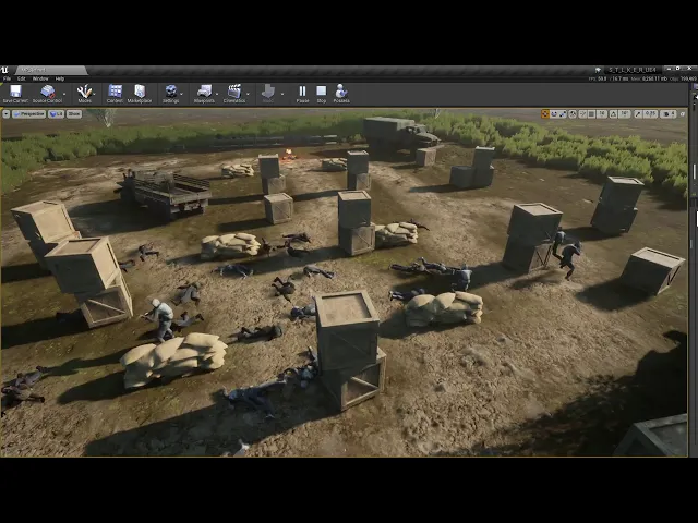 16 Bandits vs 16 Loners [ Old video AI ] New skeleton for NPC+ Anim.  Missing cover animations.