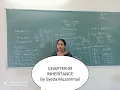 CHAPTER 9 INHERITANCE by Syeda Muzamill Mam Part 2
