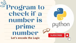 Program to check if a number is Prime number in Python Python Tutorials for Beginners Coding