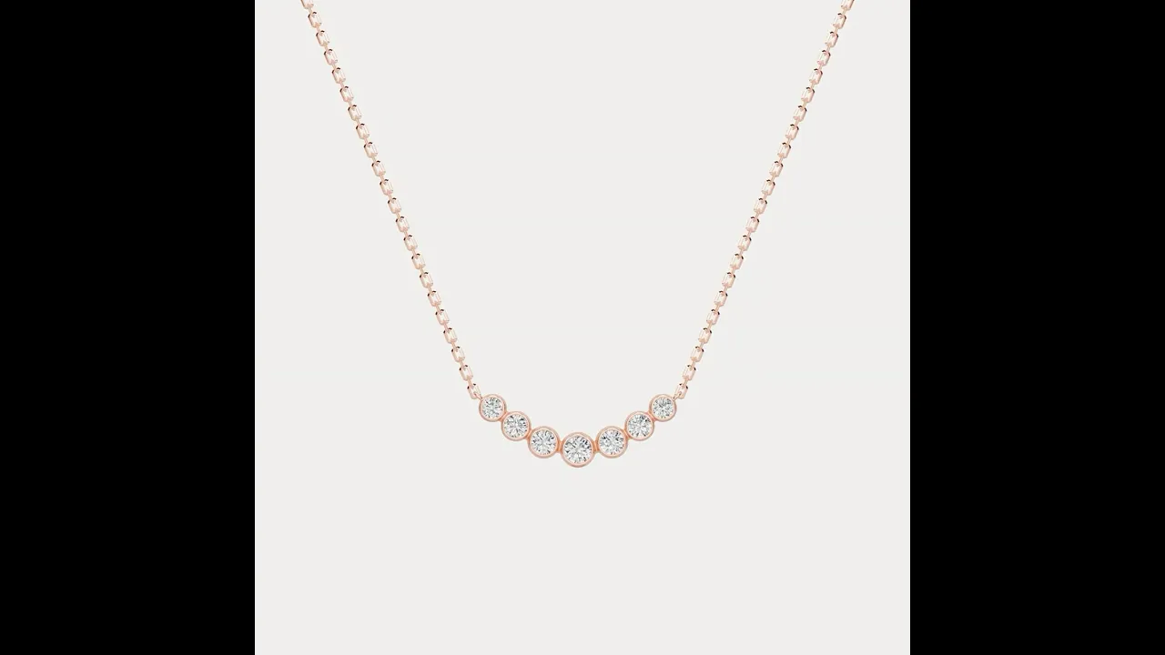Seven-Stone Bezel-Set Lab-Grown Diamond Bar Necklace in 14K Gold/Platinum