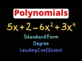 Write Polynomials in Standard Form Find Degrees Leading Coefficient Eat Pi