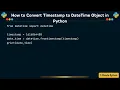 How to Convert Timestamp to DateTime Object in Python