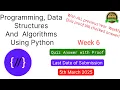NPTEL Programming Data Structures and Algorithms Using Python Week 6 Quiz answer with proof 100