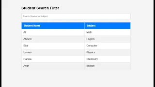 JavaScript Search Filter Live Search Mini Project HTML CSS JavaScript