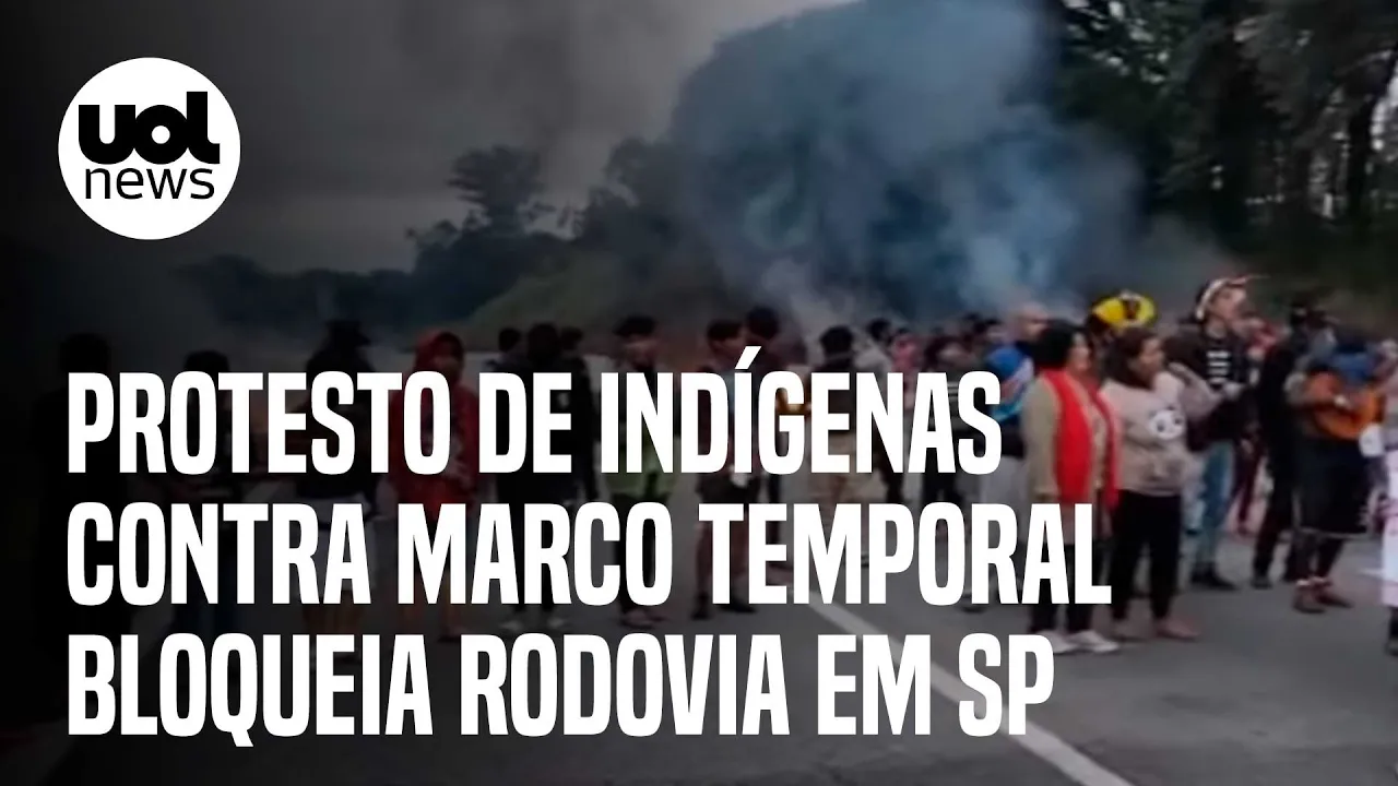 Bandeirantes bloqueada: Protesto de indígenas contra Marco Temporal bloqueia rodovia em SP
