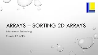 Arrays - Sorting a 2D Array