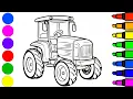 Tractor Coloring Page for Kids Fun Farm Vehicle Colouring Book Printable