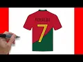 HOW TO DRAW CRISTIANO RONALDO PORTUGAL SHIRT EASY DRAWING STEP BY STEP