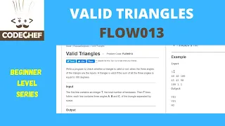 FLOW013 Valid Triangles codechef beginner level codechef solution