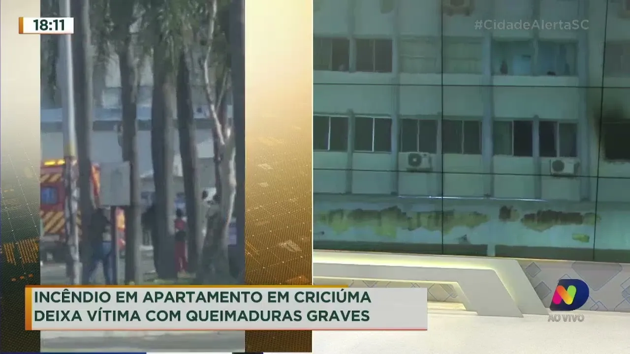 Incêndio em apartamento deixa vítima com queimaduras graves