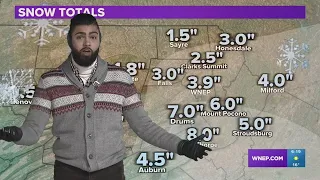 6PM Update Sunday snow totals and cold weather advisories issued for tonight