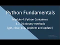 4 7 Python Fundamental Dictionary methods get pop popitem clear and update