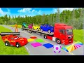 Download Lagu Flatbed Truck McQueenTRANSPORTING PIXAR CARS \u0026 FRUITS WITH   TRACTORS Beamng Drive #14