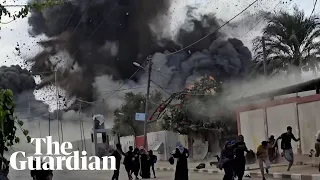 Palestinians Flee After Israeli Airstrike In Deir Al Balah Gaza 