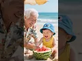 Download Lagu Summer Fun: Grandpa and Grandson Share Watermelon at the Beach.#cute #cutebaby #funny #smile #love