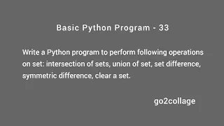 EP 33 Language Python Basic Program I go2collage