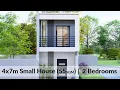 4x7 Meters Two Storey Small House Design 2 Bedrooms