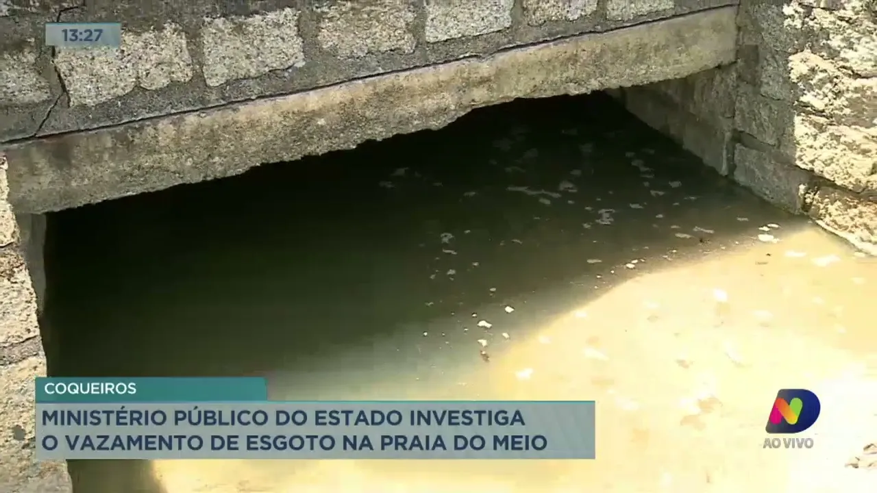 Ministério Público de Santa Catarina investiga o vazamento de esgoto na Praia do Meio em Coqueiros