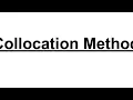 Collocation Method FEA
