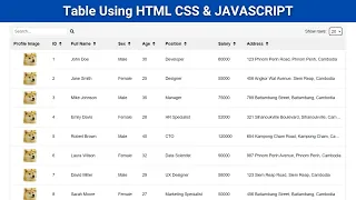 Sortable Table using HTML CSS JavaScript Sort an HTML Table Web Designing Tutorial